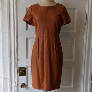 Anthropologie vegan leather brown dress